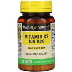 Витамин К2, Vitamin K2, Mason Natural, 100 мкг, 100 таблеток купить в Киеве и Украине