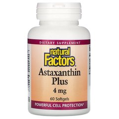 Астаксантин плюс Natural Factors (Astaxanthin Plus) 4 мг 60 гелевих капсул