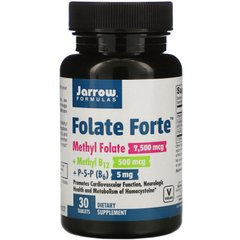 Фолат форте, метілфолат + метил B12 + P-5-P, Folate Forte, Methyl Folate + Methyl B12 + P-5-P, Jarrow Formulas, 30 таблеток