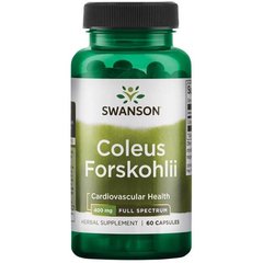 Колеус форскохлій, Full Spectrum Coleus Forskohlii, Swanson, 400 мг, 60 капсул