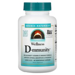 Source Naturals, Wellness D-mmunity, иммунная формула с биологически выровненным витамином D, 60 вегетарианских капсул купить в Киеве и Украине