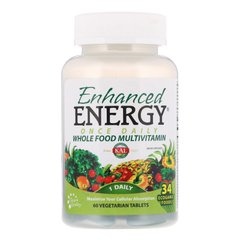 Мультивітаміни з цільних продуктів з дозуванням 1 раз в день, Enhanced Energy Once Daily Whole Food Multivitamin, KAL, 60 рослинних таблеток
