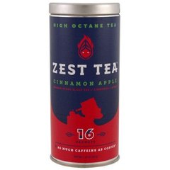 Чай з високим вмістом октану, яблуко і кориця, Zest Tea LLZ, 16 пакетиків, 1,41 унція (40 г)