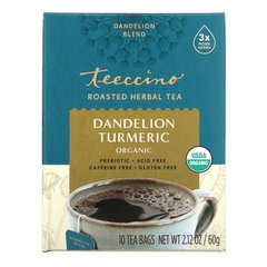 Органічний обсмажений трав'яний чай з коренем кульбаби і куркумою, не містить кофеїну, Teeccino, 10 чайних пакетиків, 60 г