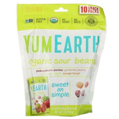 Жевательные конфеты кислые ассорти органик YumEarth (Sour Beans) 10 пакетиков по 19.8 г купить в Киеве и Украине