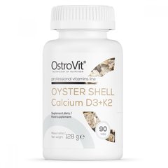 Устричний кальцій з вітаміном Д3 та К2 OstroVit (Oyster Shell Calcium D3 + K2) 90 таблеток