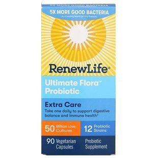 Дополнительная забота, пробиотик Ultimate Flora, Renew Life, 50 млрд, 90 растительных капсул купить в Киеве и Украине