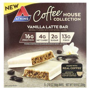 Atkins, Coffee House Collection, Vanilla Latte Bar, 5 Bars, 2.12 oz (60 g) Each купить в Киеве и Украине