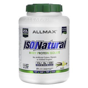 IsoNatural, 100% ultra-pure isolate of natural whey protein (WPI90), vanilla, ALLMAX Nutrition, 2.27 kg.