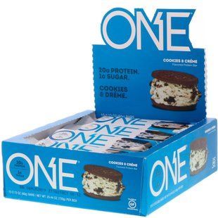 Батончики печенье с кремом One Brands (Cookies & Cr&eacute;me Flavored Protein Bar) 12 батончиков по 60 г купить в Киеве и Украине