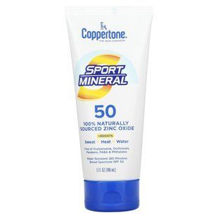 Coppertone, Sport Mineral, сонцезахисний лосьйон, SPF 50, 5 рідких унцій (148 мл)