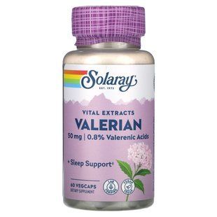 Solaray, Vital Extracts, валеріана, 50 мг, 60 капсул VegCap