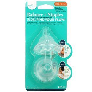 Evenflo Feeding, Balance + Nipples, Combo Flow Pack, Wide, 3+ Months, Medium, 2 Vented Nipples купить в Киеве и Украине