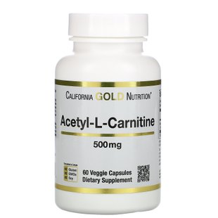 Ацетил-Л-карнитин California Gold Nutrition (Acetyl-L-Carnitine) 500 мг 60 вегетарианских капсул купить в Киеве и Украине