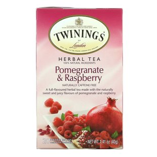 Травяной чай, гранат и малина, без кофеина, Twinings, 20 пакетиков, 1,41 унции (40 г) Каждый купить в Киеве и Украине