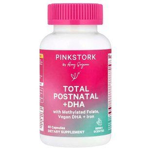 Пренатальные витамины, Total Postnatal с ДГК, Pink Stork, 60 вегетарианских капсул купить в Киеве и Украине