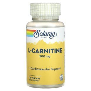 Карнитин свободная форма Solaray (L-Carnitine) 500 мг 30 вегетарианских капсул купить в Киеве и Украине