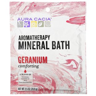 Минеральная ароматерапевтическая ванна, Comforting Geranium, Aura Cacia, 70.9 г купить в Киеве и Украине