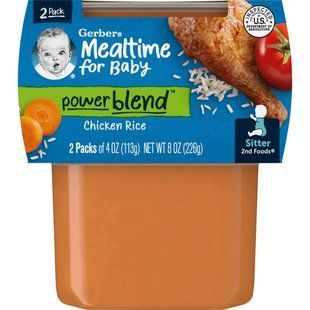 Gerber, Mealtime for Baby, Power Blend, 2nd Foods, Chicken Rice, 2 Pack, 4 oz (113 g) Each купить в Киеве и Украине