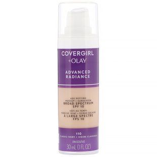 Anti-aging tonal base, SPF 10, shade 110 Classic Ivory, Olay Advanced Radiance, Covergirl, 30 ml (1 fluid ounce)