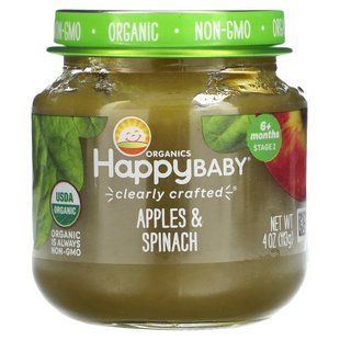 Happy Family Organics, Happy Baby, 6+ Months, Apples & Spinach, 4 oz (113 g) купить в Киеве и Украине