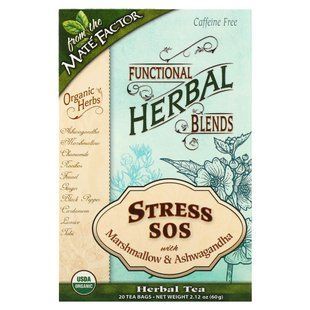 From Stress SOS with Marshmallow and Ashwagandha, Caffeine Free, Mate Factor, 20 tea bags, 2.12 ounces (60 g).