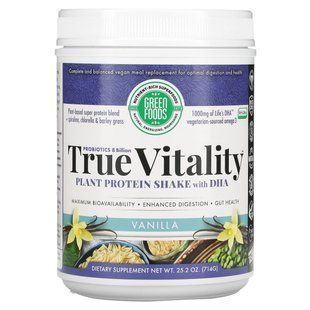 Рослинний протеїновий шейк з DHA Green Foods Corporation (True Vitality) 714 г зі смаком ванілі