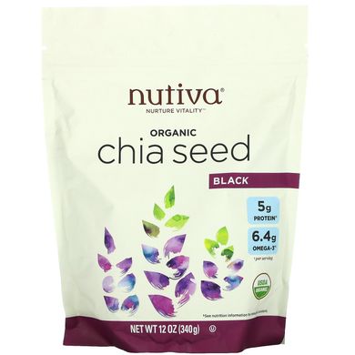 Органічні насіння чиа чорні Nutiva (Organic Chia Seed Black) 340 г