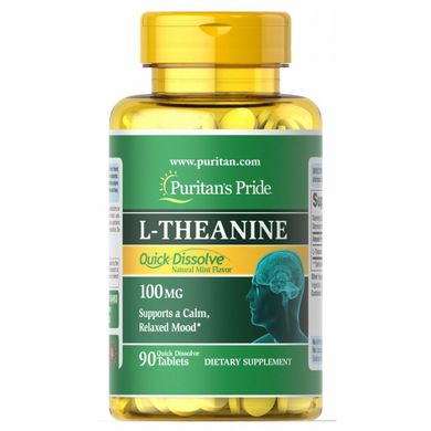 Швидкорозчинний L-теанин, Quick Dissolve L-Theanine, Puritan's Pride, 200 мг, 90 таблеток