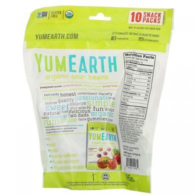 Жувальні цукерки кислі асорті органік YumEarth (Sour Beans) 10 пакетиків по 19.8 г