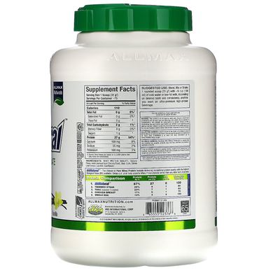 IsoNatural, 100% сверхчистый изолят натурального сывороточного белка (WPI90), ваниль, ALLMAX Nutrition, 2,27 кг купить в Киеве и Украине