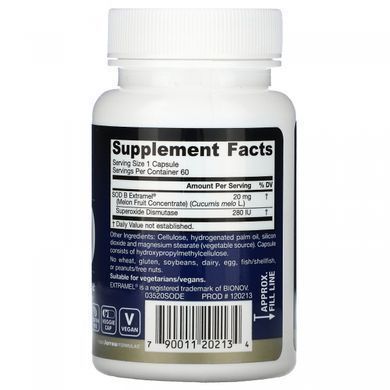 Супероксиддисмутаза (СОД), SOD Superoxide Dismutase Antioxidant Enzyme, Jarrow Formulas, 20 мг, 60 растительных капсул купить в Киеве и Украине