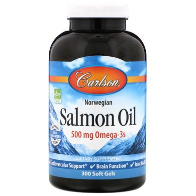 Масло лосося Carlson Labs (Salmon Oil) 500 мг 300 капсул