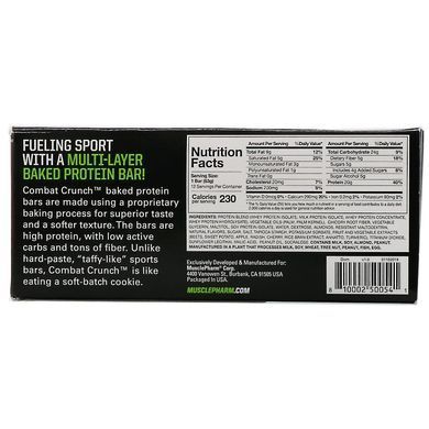 Полуниця з вершками, Combat Crunch, MusclePharm, 12 батончиків, 63 г (2,22 унції) кожен