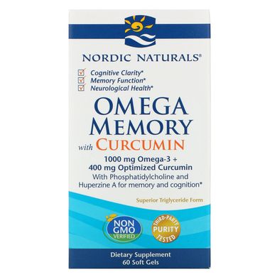 Омега для пам'яті з куркуміном Nordic Naturals (Omega memory with curcumin) 500 мг / 200 мг 60 капсул