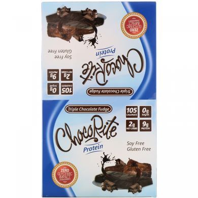 ChocoRite, білкові батончики зі смаком помадок з потрійним шоколадом, HealthSmart Foods, Inc, 16 батончиків по 1,2 унції (34 г)
