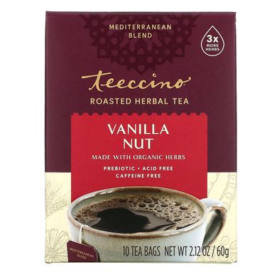 Трав'яний чай зі смаком кави ванілі і горіхів без кофеїну Teeccino (Chicory Tea) 10 пакетів 60 г