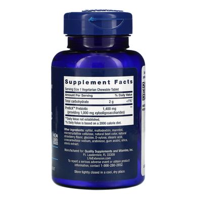 Пребіотики зі смаком полуниці Life Extension (Florassist Prebiotic Chewable) 60 жувальних таблеток