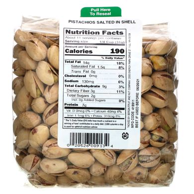Фісташки, солоні в шкаралупі, Bergin Fruit and Nut Company, 12 унцій (340 г)