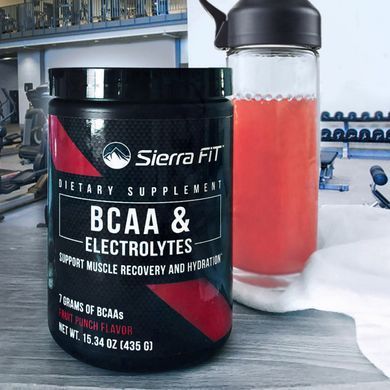 Амінокислоти з розгалуженими ланцюгами (BCAA) і електроліти, 7 г BCAA, фруктовий пунш, Sierra Fit, 435 г