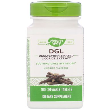 DGL, Екстракт гліціррізінат солодки, Зі смаком лакриці, Enzymatic Therapy, 100 жувальних таблеток