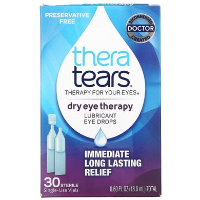 TheraTears, Лікування сухого ока, краплі очей з мастилом, 30 стерильних одноразових флаконів