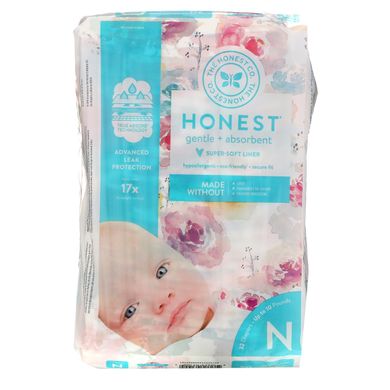 Підгузки, Honest Diapers, Super-Soft Liner, Newborn, Rose Blossom, до 10 фунтів, The Honest Company, 32 підгузників