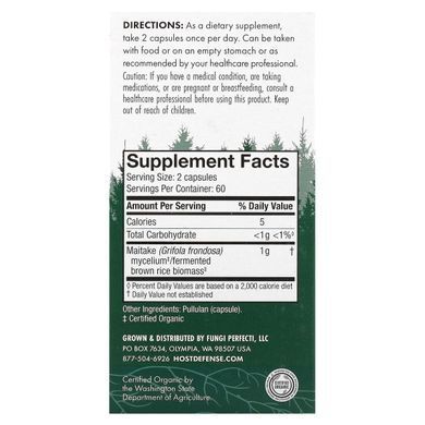 Майтаке (грифола кучерявенька), Maitake Capsules, Promotes Normal Blood Sugar Metabolism, Fungi Perfecti, 120 капсул