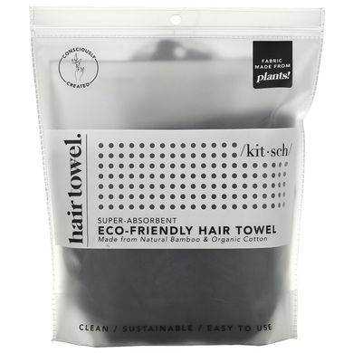 Kitsch, Екологічний рушник для волосся з супервбираючим ефектом, чорний, 1 шт.
