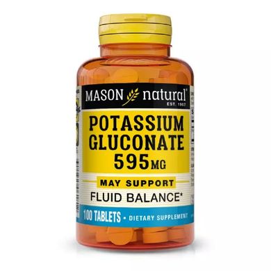 Калію Глюконат Mason Natural (Potassium Gluconate) 595мг 100 таблеток