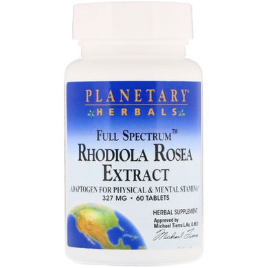 Екстракт родіоли рожевої, Повний спектр дії, Planetary Herbals, 327 мг, 60 таблеток