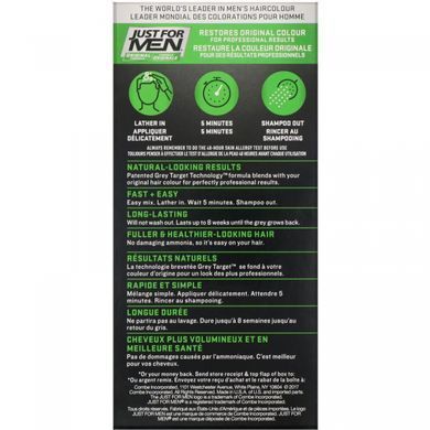 Mens hair dye Original Formula, shade rich dark brown-black H-40, Just for Men, single-use kit
