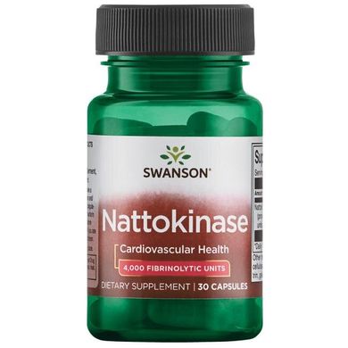 Максимальна сила наттокінази, Maximum Strength Nattokinase 4000 фибринолитических одиниць, Swanson, 200 мг, 30 капсул