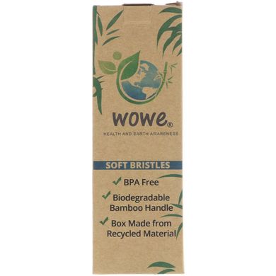 Зубна щітка з натурального бамбука, м'яка щітина, Wowe, 4 упаковки